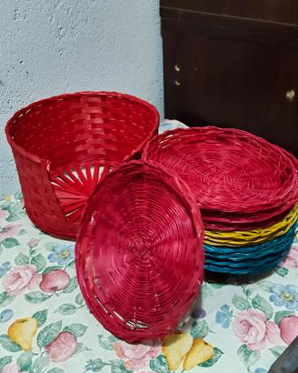 12 sottopiatti colorati di paglia 