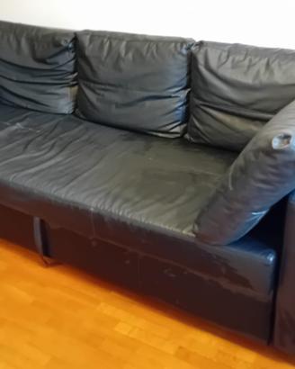 Divano in pelle nera 3 posti