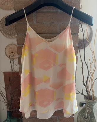 Top ICHI fantasia rosa e gialla – Taglia XS