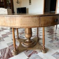 Tavolo rotondo antico legno massello con cassetto