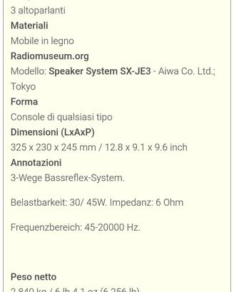 Casse acustiche AIWA SX-JE3