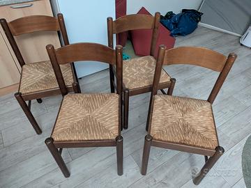 numero 4 sedie paglia e legno