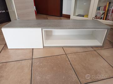 Mobiletto porta TV sospeso bianco e grigio