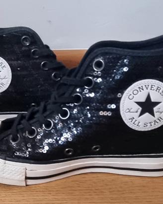 Converse All Star nere con paillettes originali