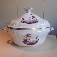 zuppiera Ginori antico doccia paesaggi porpora