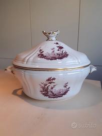 zuppiera Ginori antico doccia paesaggi porpora