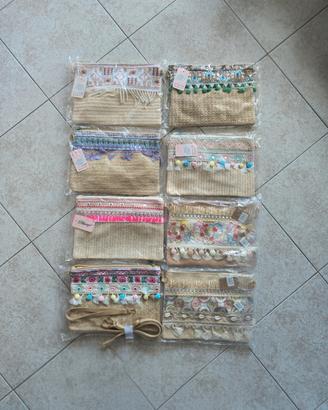 10Pochette grande paglia 20x28,5cm NUOVE Boho chic