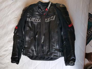 Giacca Moto Dainese Pelle Nera / Rossa - Taglia 48