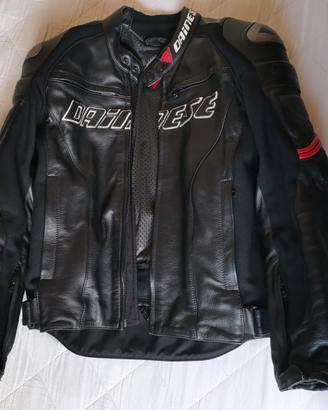 Giacca Moto Dainese Pelle Nera / Rossa - Taglia 48