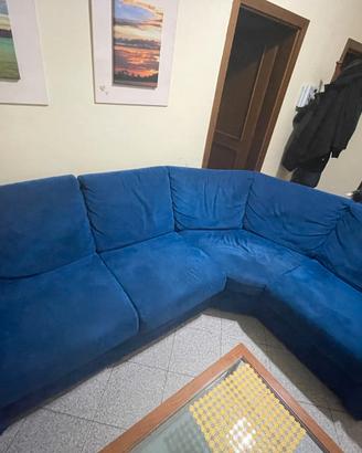 Divano Angolare in Alcantara Blu - 5/6 posti