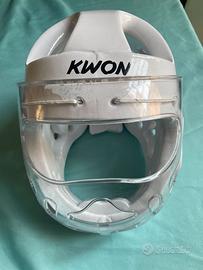 Casco Taekwondo KWON con visiera tg. M bianco