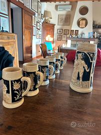 6 Boccali birra da collezione più brocca