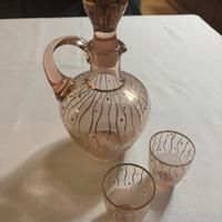 Set da liquore in vetro rosa