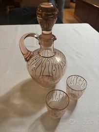 Set da liquore in vetro rosa