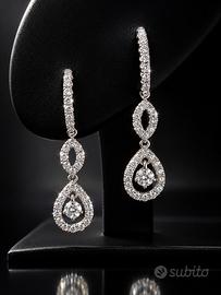 Orecchini pendenti oro 18 kt e diamanti naturali
