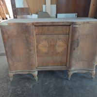 credenza bombata in radica grezza