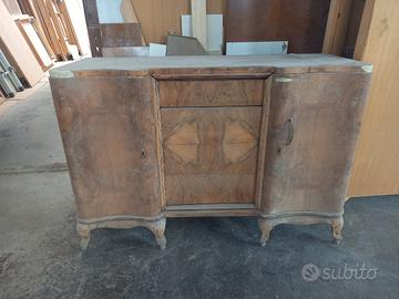 credenza bombata in radica grezza