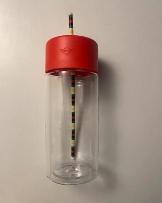 Mini Cooper bottle borraccia con cannuccia rossa