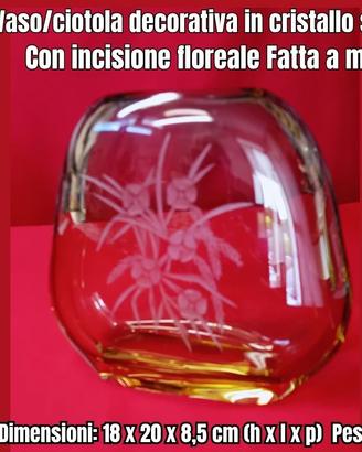Vaso/ciotola decorativa in cristallo soffiato