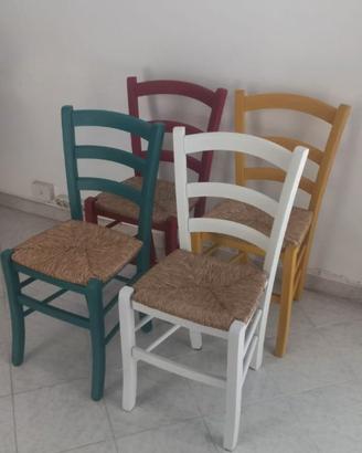 Set 4 Sedie Paesana Colorate