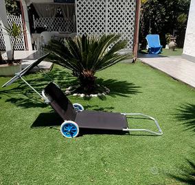 Lettino/sdraio da spiaggia/giardino con ruote