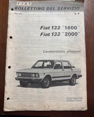 Bollettino del servizio Fiat 132 1600/2000 del ‘77