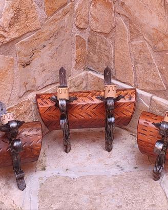 3 Applique in legno e ferro battuto stile rustico 
