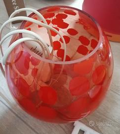 Lampada abat jour  in vetro trasparente-rosso
