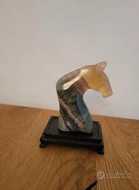 Scultura cavallo in pietra dura