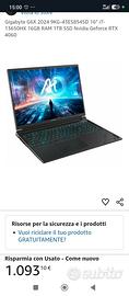 Notebook gaming Gigabyte GX6 i7 13650hx-rtx 4060