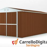 Box garage auto in Acciaio 327x611 legno scuro