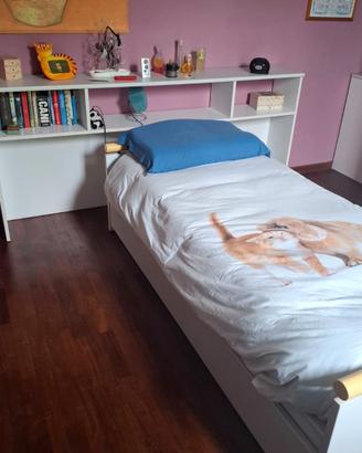Letto singolo con secondo letto estraibile + mobil