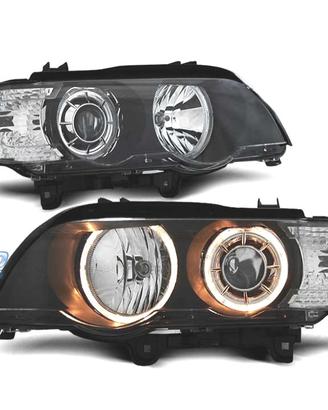 FARI BMW X5 E53 99-03 ANGEL EYES FONDO NERO ANELLO
