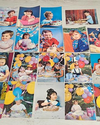 cartoline vintage compleanno bimbi