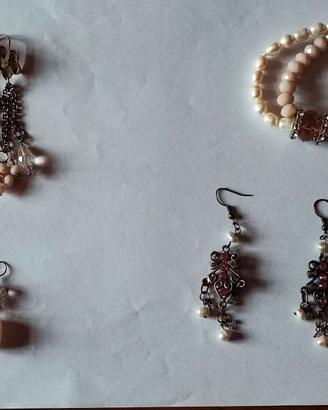 Set braccialetto + 3 orecchini rosa