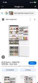Frigorifero haier 70cm incasso