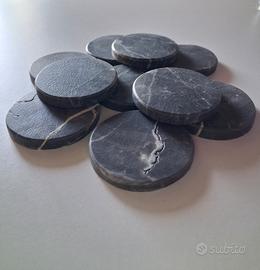 Lotto 10x Dischi in marmo Arabescato Nero 