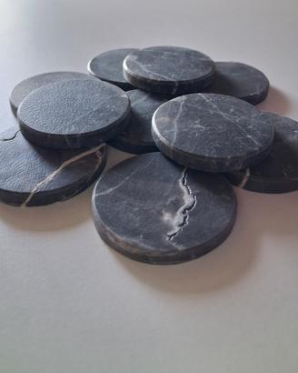 Lotto 10x Dischi in marmo Arabescato Nero 