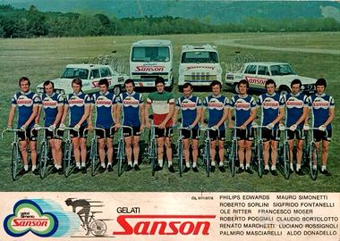 Cartolina F. Moser e squadra Gelati Sanson