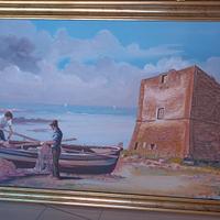 quadro d'autore "Torre Pozzillo" Cinisi,oliosutela
