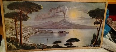 QUADRO ANTICO VETRO NAPOLI 