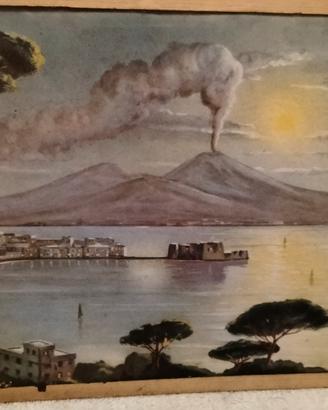 QUADRO ANTICO VETRO NAPOLI 