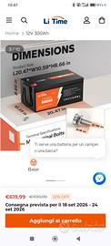 Batteria nuova LiFePO4 12V 300Ah x Camper