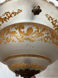 LAMPADARIO ANTICO CON LUMEGGIATURE IN ORO ZECCHINO
