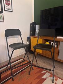 2 sgabelli bar con schienale e pieghevoli
