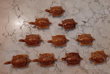 Statuine tartarughe in ceramica smaltata