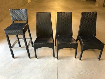 Sedie e sgabello polyrattan