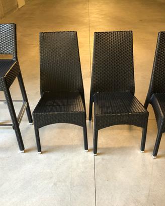 Sedie e sgabello polyrattan