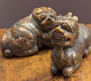 Antica coppia di cani di Pho in giada