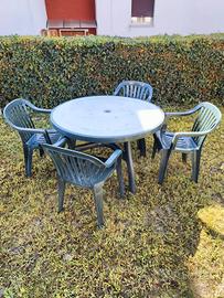 set da giardino tavolo e sedie plastica verde